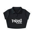 V-Neck Lapel Crop Top