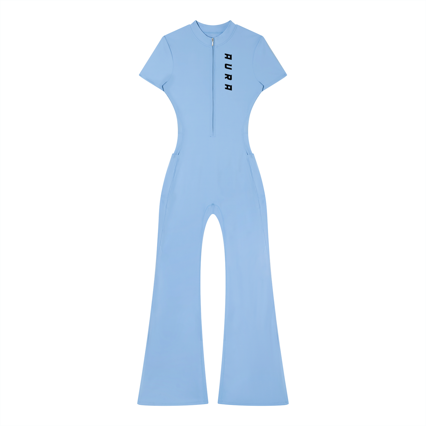 Tight Flared Leg Quarter-Zip Jumpsuit