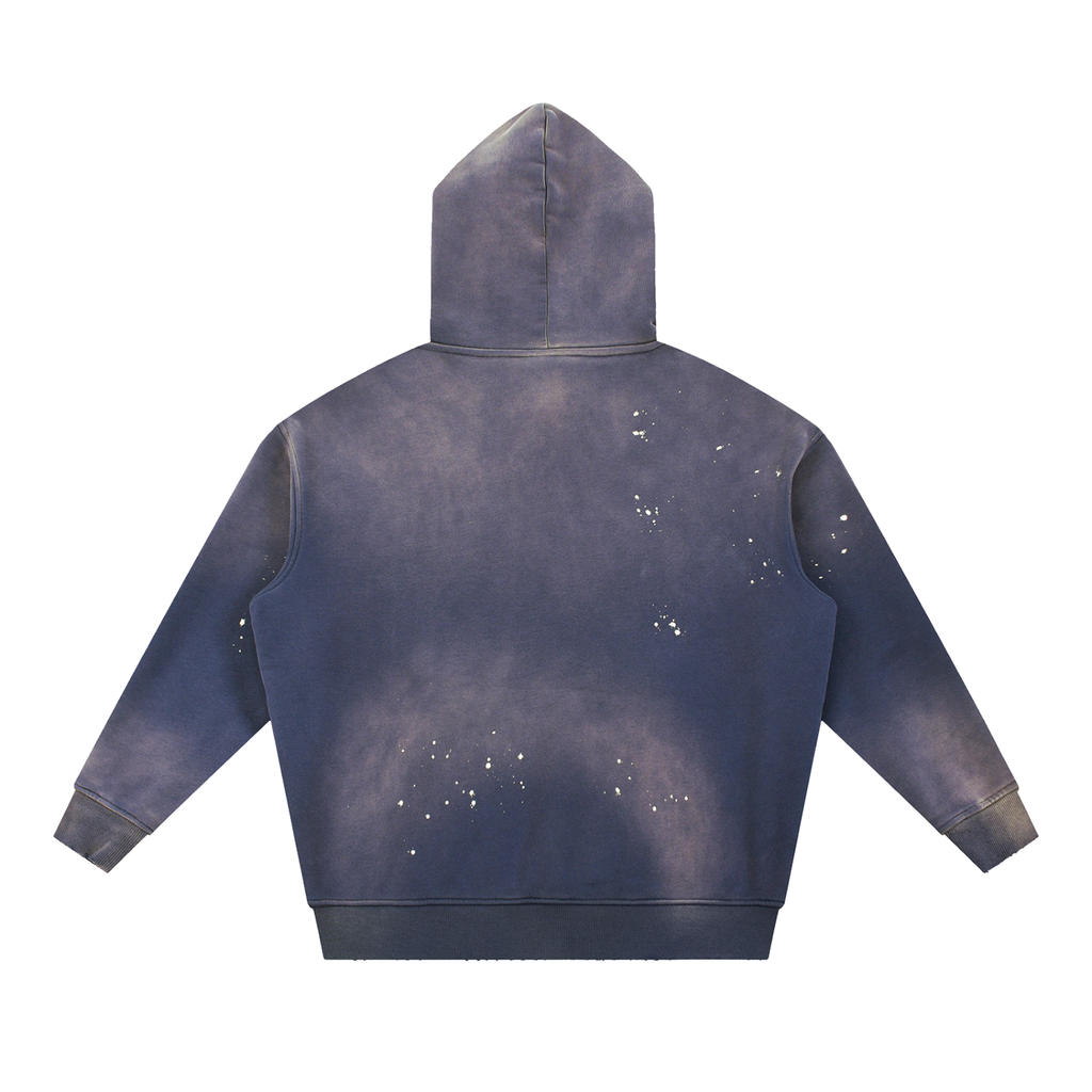 Washed Frayed Fleece Hoodie