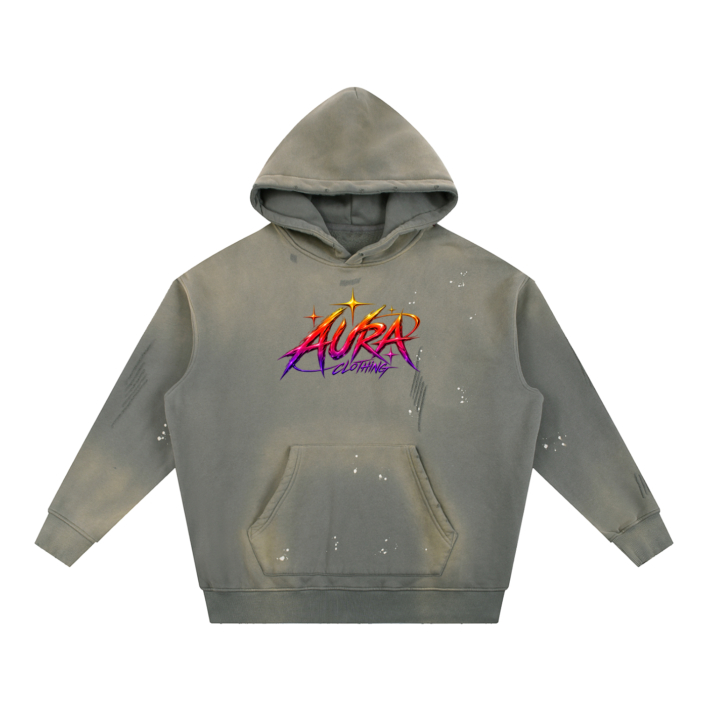 Washed Frayed Fleece Hoodie