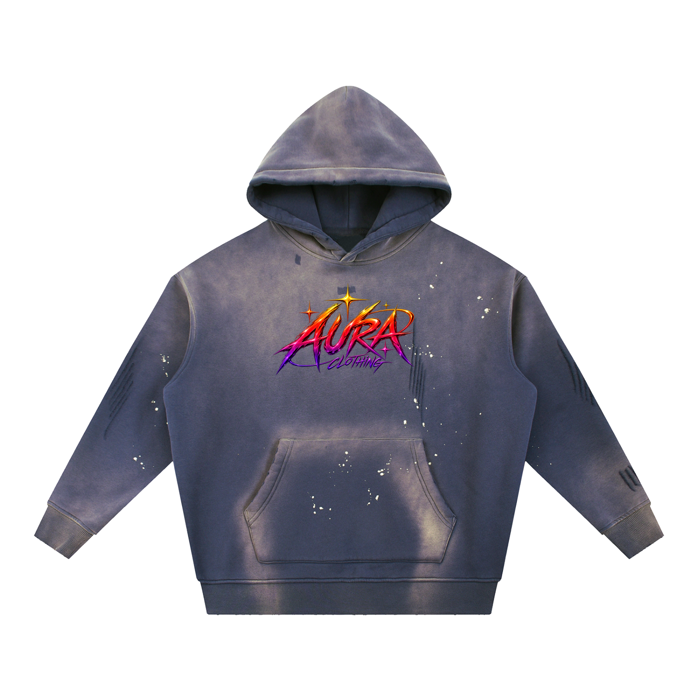 Washed Frayed Fleece Hoodie