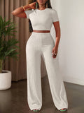 Short Sleeve Top And Wide Leg Pants
