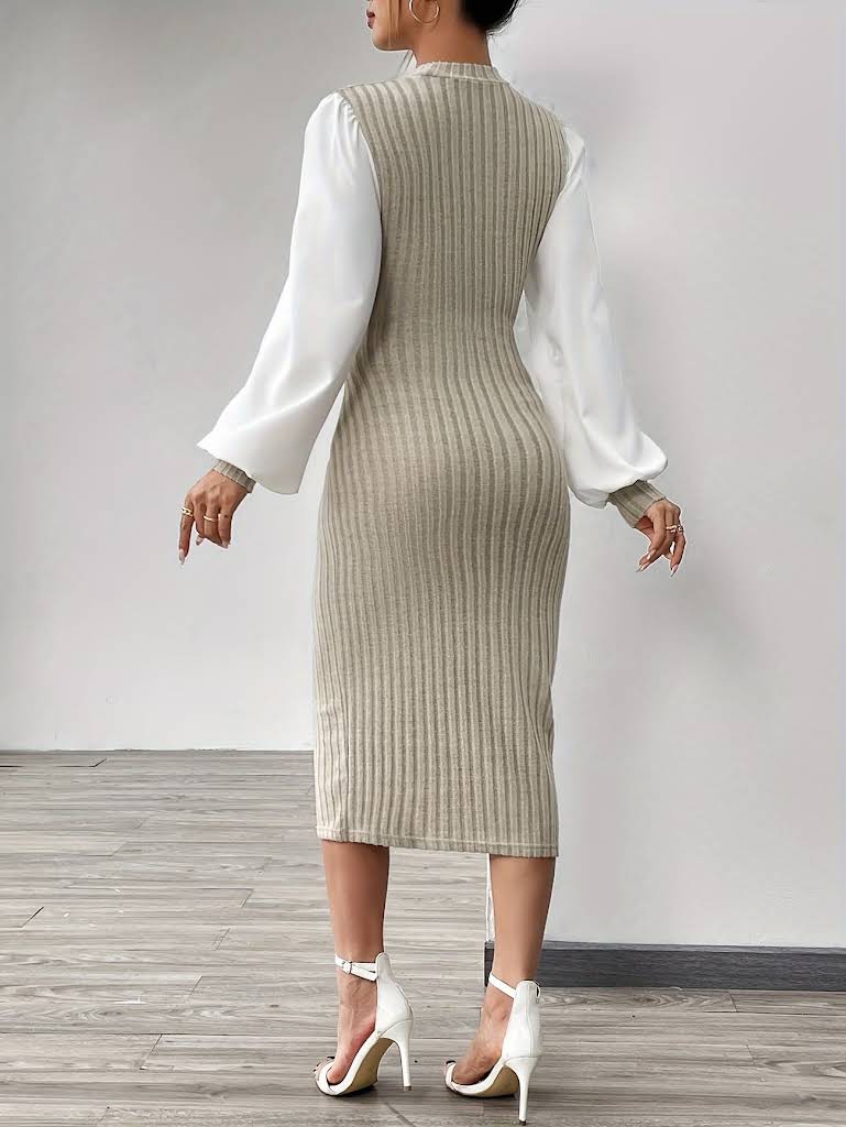 Long-Sleeved Slim Bubble Sleeve Dress