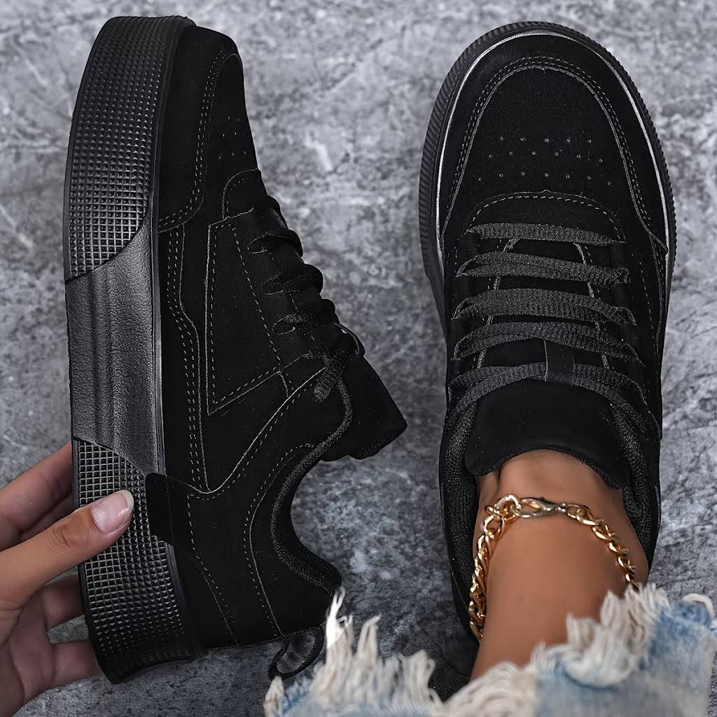 Solid Color Patchwork Front Tie Low-Tops