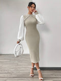 Long-Sleeved Slim Bubble Sleeve Dress