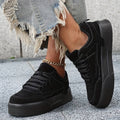 Solid Color Patchwork Front Tie Low-Tops