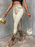 Imitation Denim Leopard Print