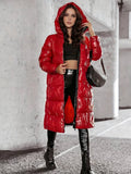 Women'S Long Sleeve Winter Coat with Shiny Side Slit Buttons